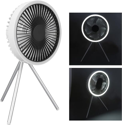 Wiederaufladbarer 10.000mAh Camping Ventilator mit LED-Beleuchtung und Powerbank | Brehn
