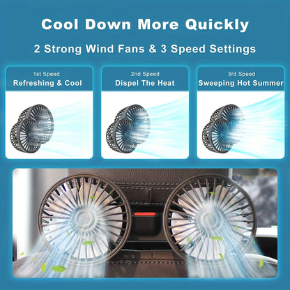 1 Pc Auto-Lüfter, Auto Kleiner Klimaanlage, Doppelseitiger Hecklüfter, Starker Wind, 360 Grad Drehung, Großes Luftvolumen, Subwoofer-Betrieb, Basis-Festklemm-Montagemethode, Geeignet für Auto Zuhause | Brehn
