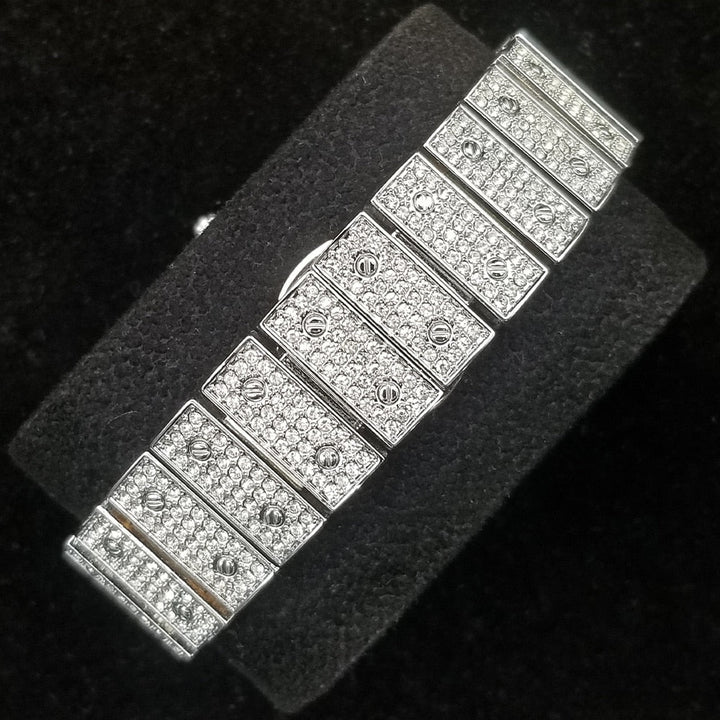 Brehn | MISSFOX Ice Out Square Herrenuhr | 18K Gold Nano-Vakuum-Beschichtung | Schweizer Quarz-Uhrwerk | Vollbesetzt mit Lab-Diamanten | Edelstahl-Gehäuse | Wasserdicht 3 ATM