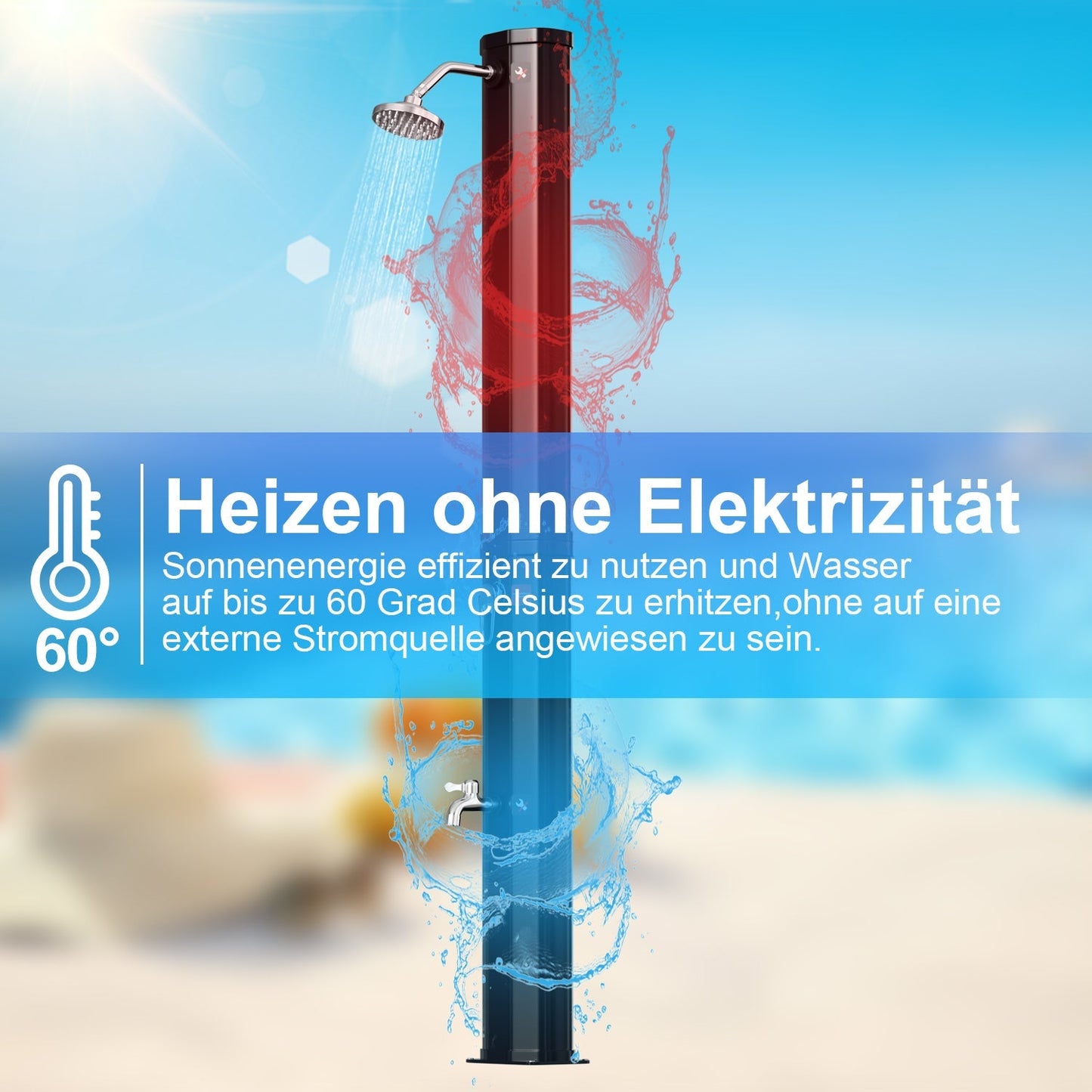 Solardusche 35L Gartendusche Inkl. Schutzhaube | Brehn