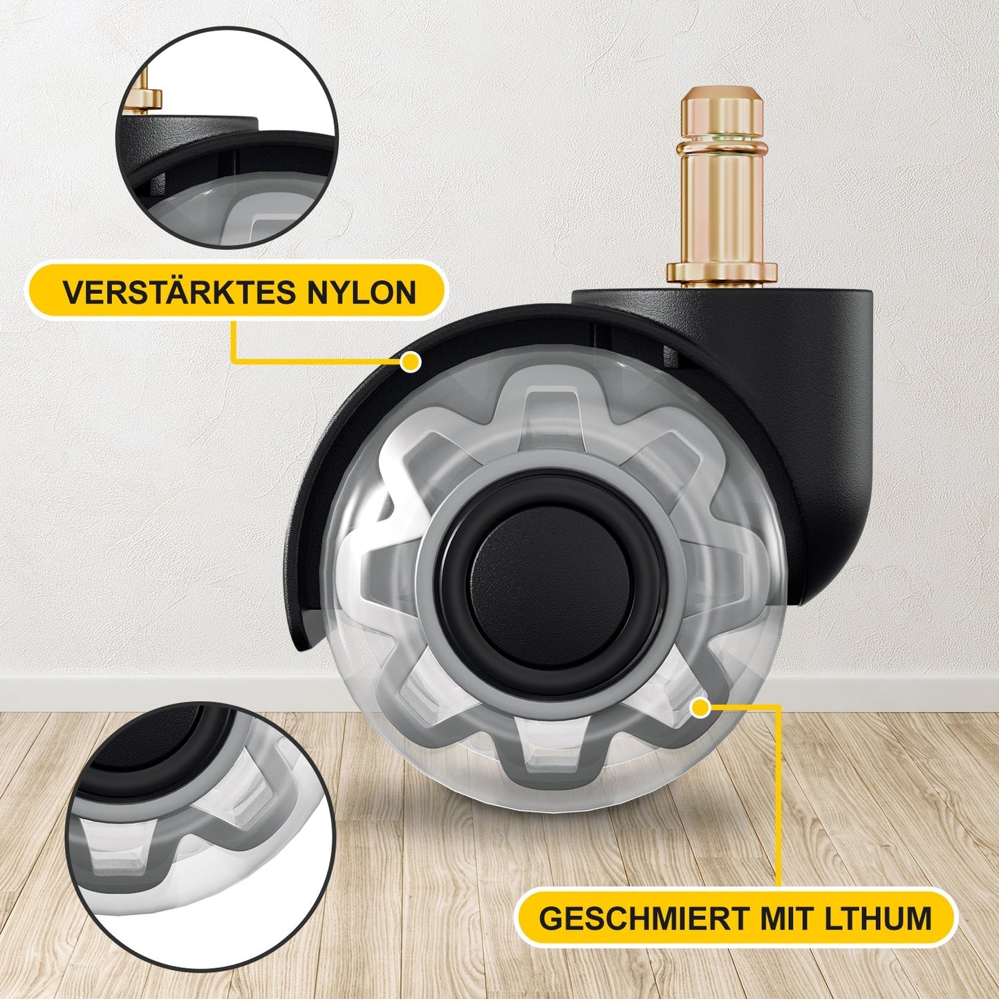 5 Stück BürostuhlRollen Drehstuhlrollen 10mm x 22mm | Brehn