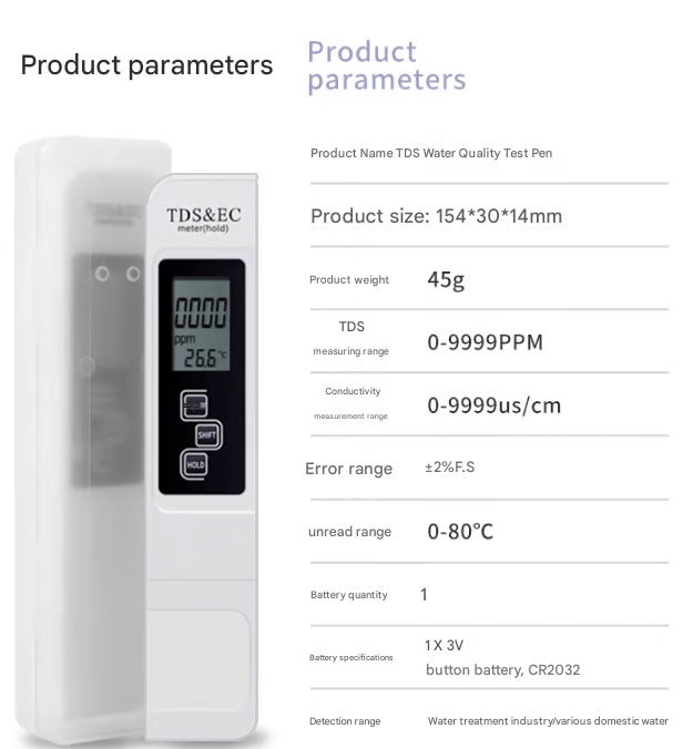 TDS-Messgerät 3-in-1 Digitaler Wasserqualitätstester | Brehn