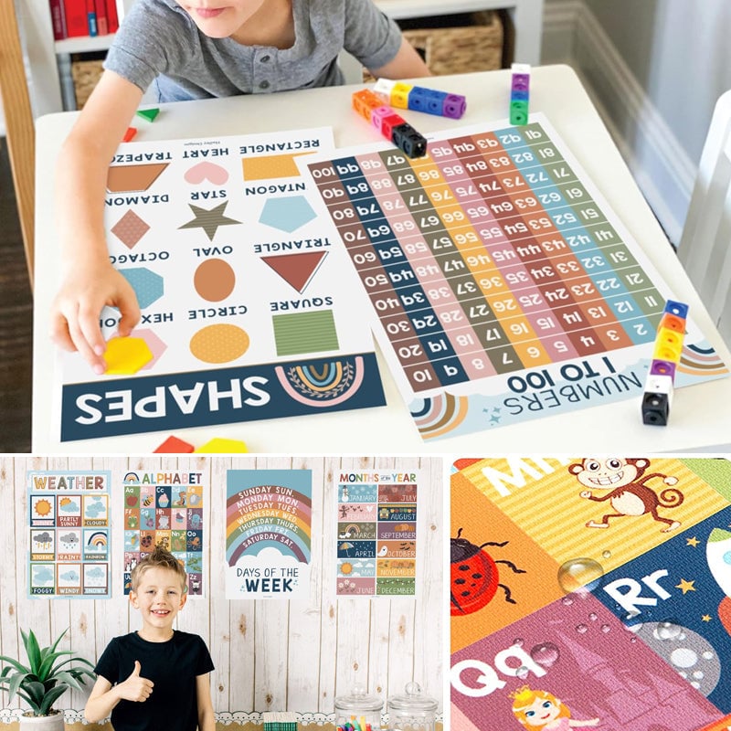 Brehn | 📚Boho PreK Bildungsplakate 16 Stück