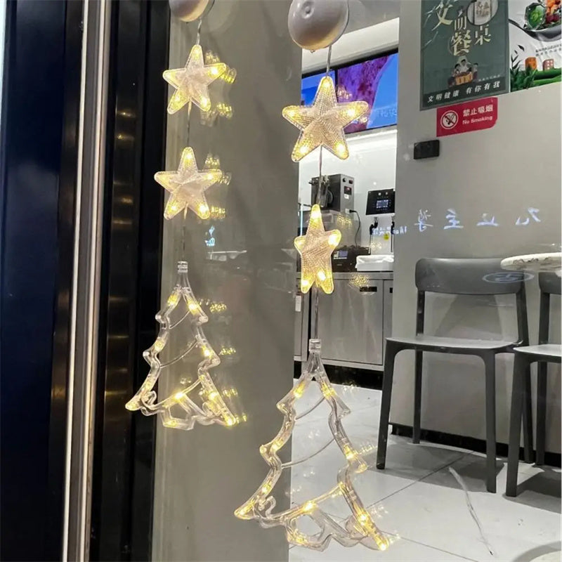 Brehn | Weihnachten 3teilig LED Lichtstern Hängend Baum Saugnapf Fenster Ornamente