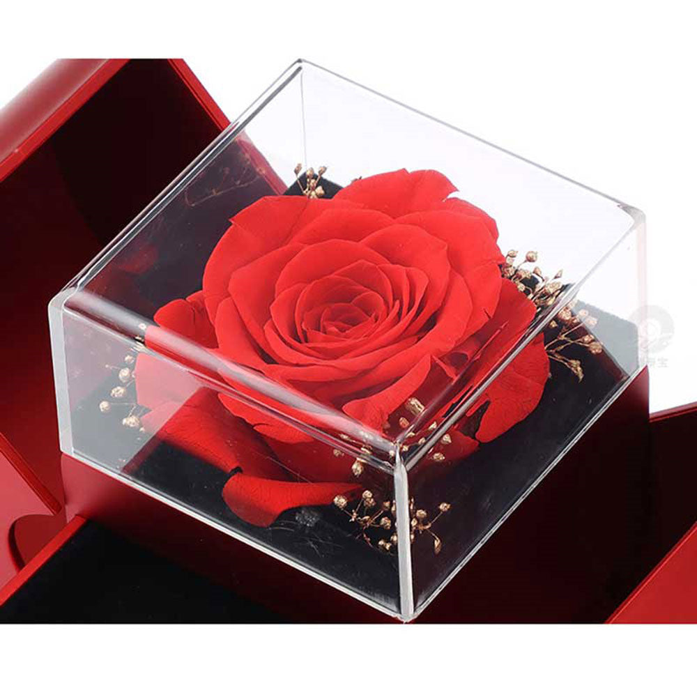 Rote Apfel Schmuckbox mit ewiger Rose und Halskette | Brehn