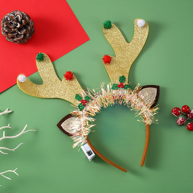 Brehn | IPC Weihnachten Haarband Leuchtendes Stirnband Weihnachtsbaum Schneeflocke Haarband Hirschgeweih Licht Blinkendes Kopfschmuck Frohe Weihnachten Geschenk