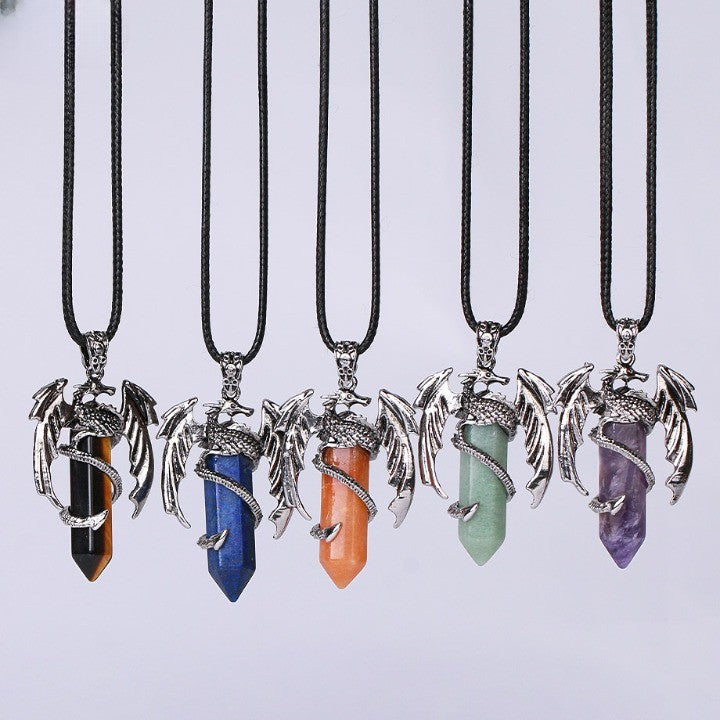 Brehn | Bohemian Stil Natürlicher Mystischer Edelstein Drachenanhänger