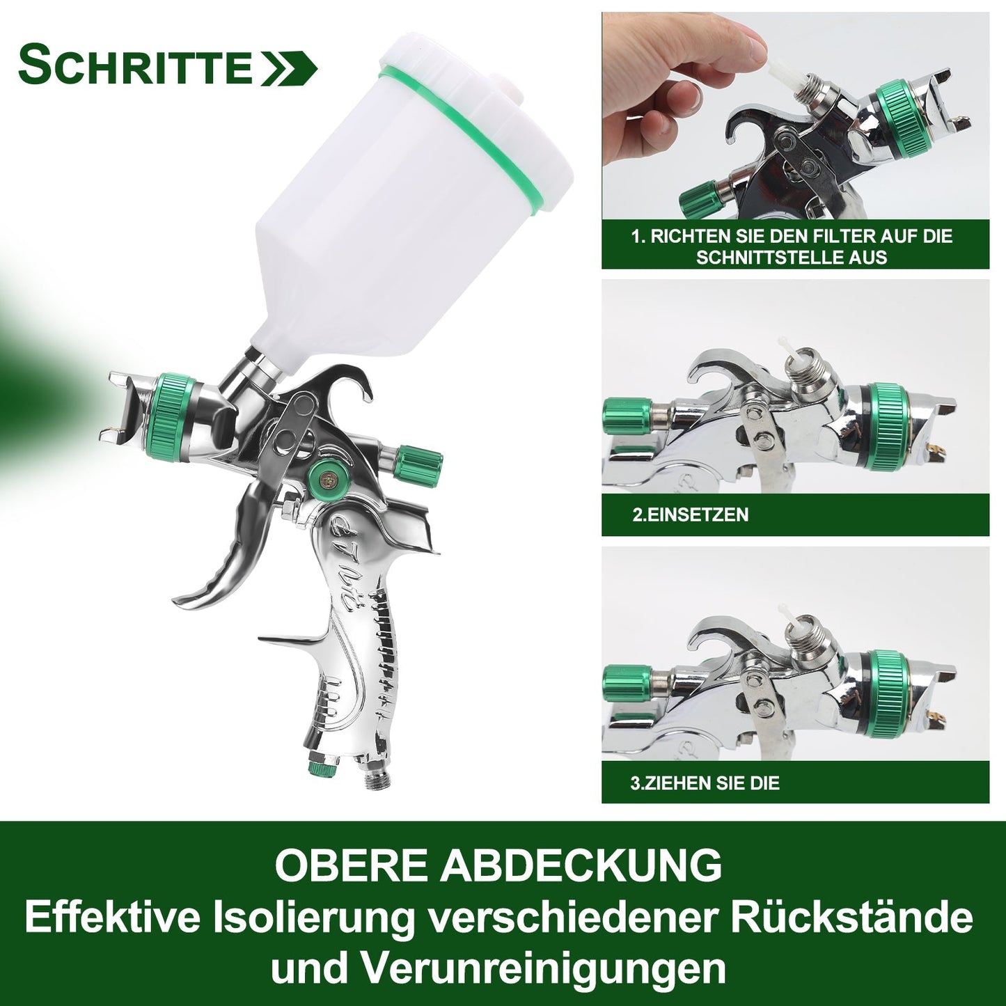 HVLP Lackierpistole Spritzpistole Set mit Edelstahldüs | Brehn