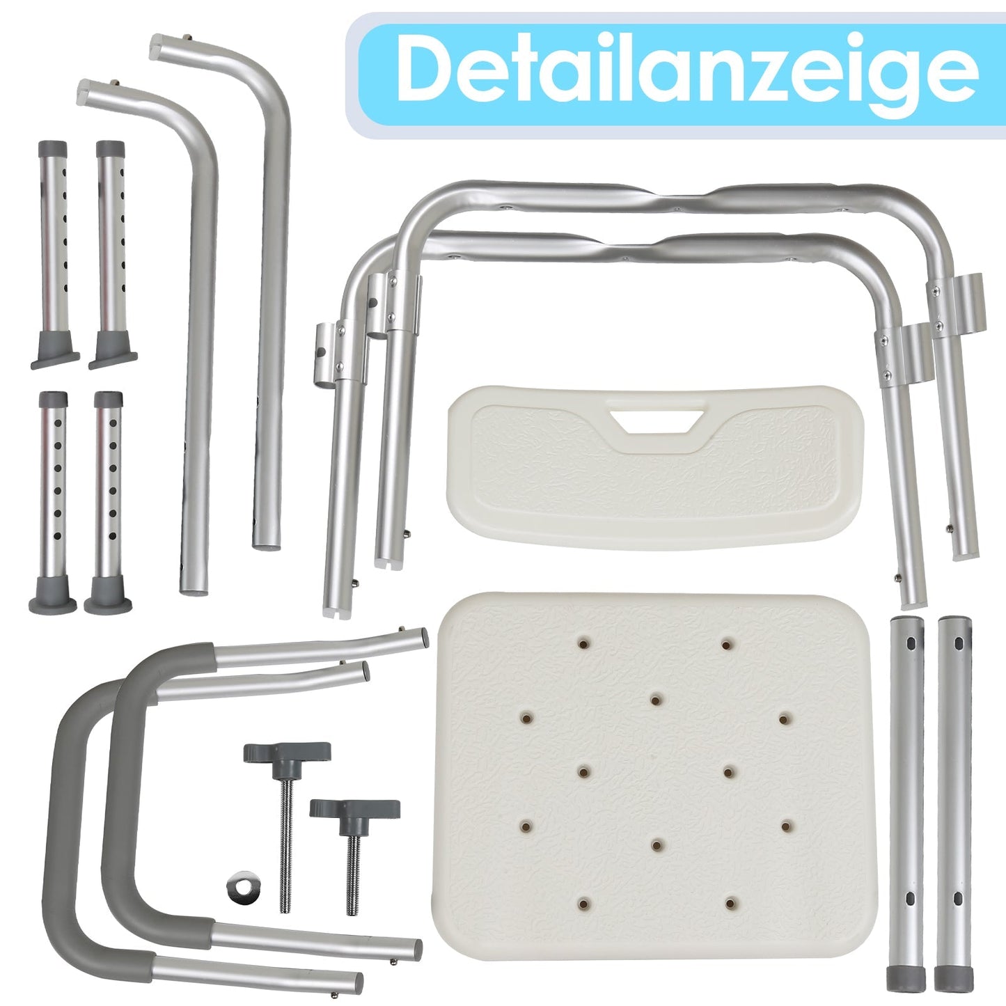 Duschhocker Höhenverstellbar Badhocker mit Rückenlehne | Brehn