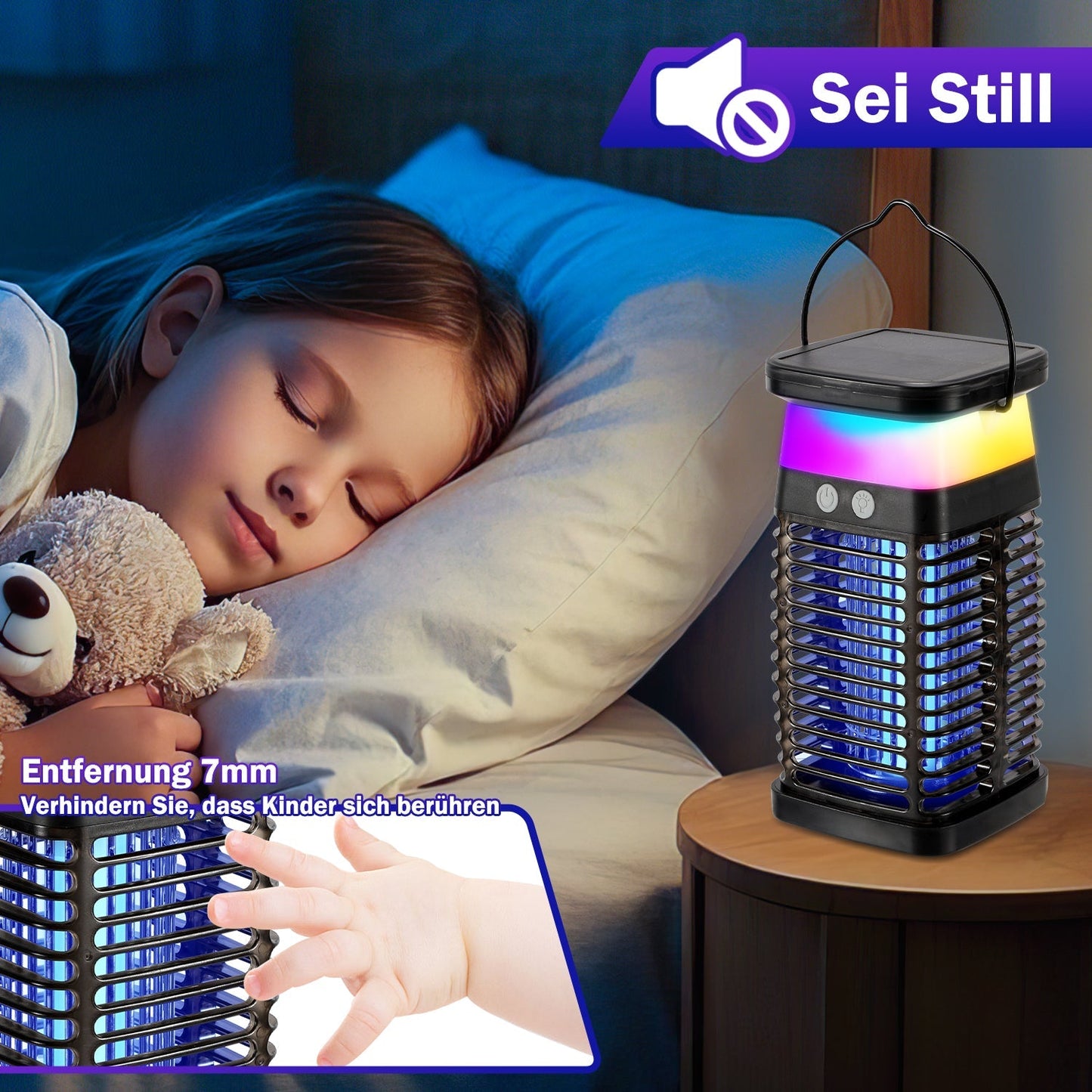 Solar Mückenabwehr-Lampe UV-Licht Mückenlampe RGB | Brehn