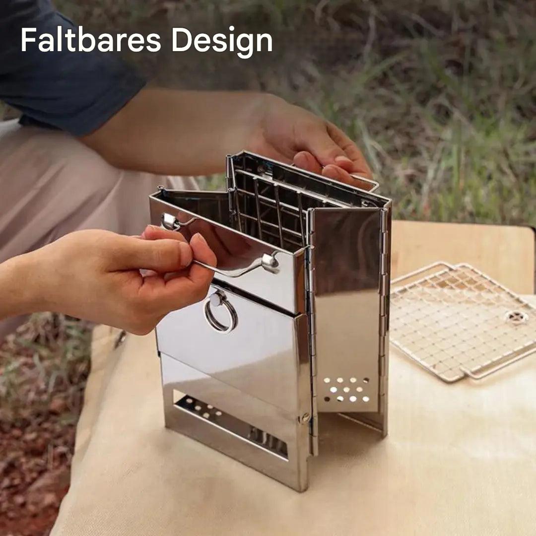 VuurKracht Compact – Klappbarer Edelstahl-Holzofen für Outdoor-Aktivitäten | Brehn