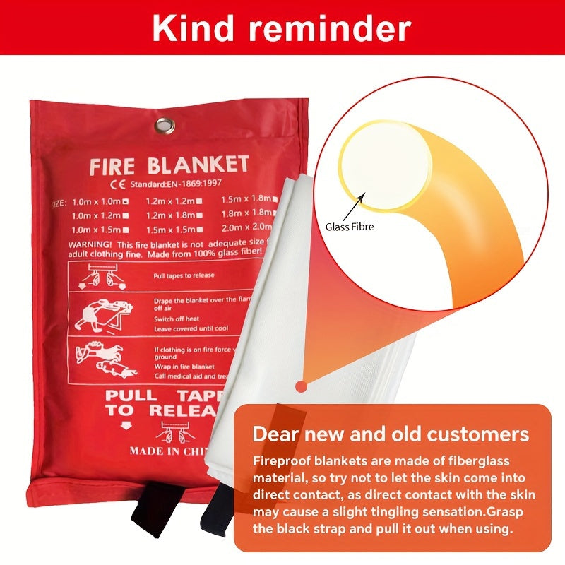 Feuerfestes Fiberglas-Feuerdecke – Kompakte Sicherheitsdecke für Zuhause, Küche und Auto | Brehn