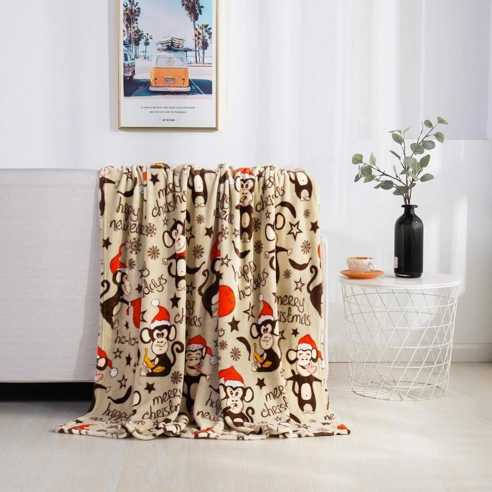 Brehn | Weihnachts-Elch Schneemann Santa Claus Druck Decke Winter Beidseitige Flanell Decke