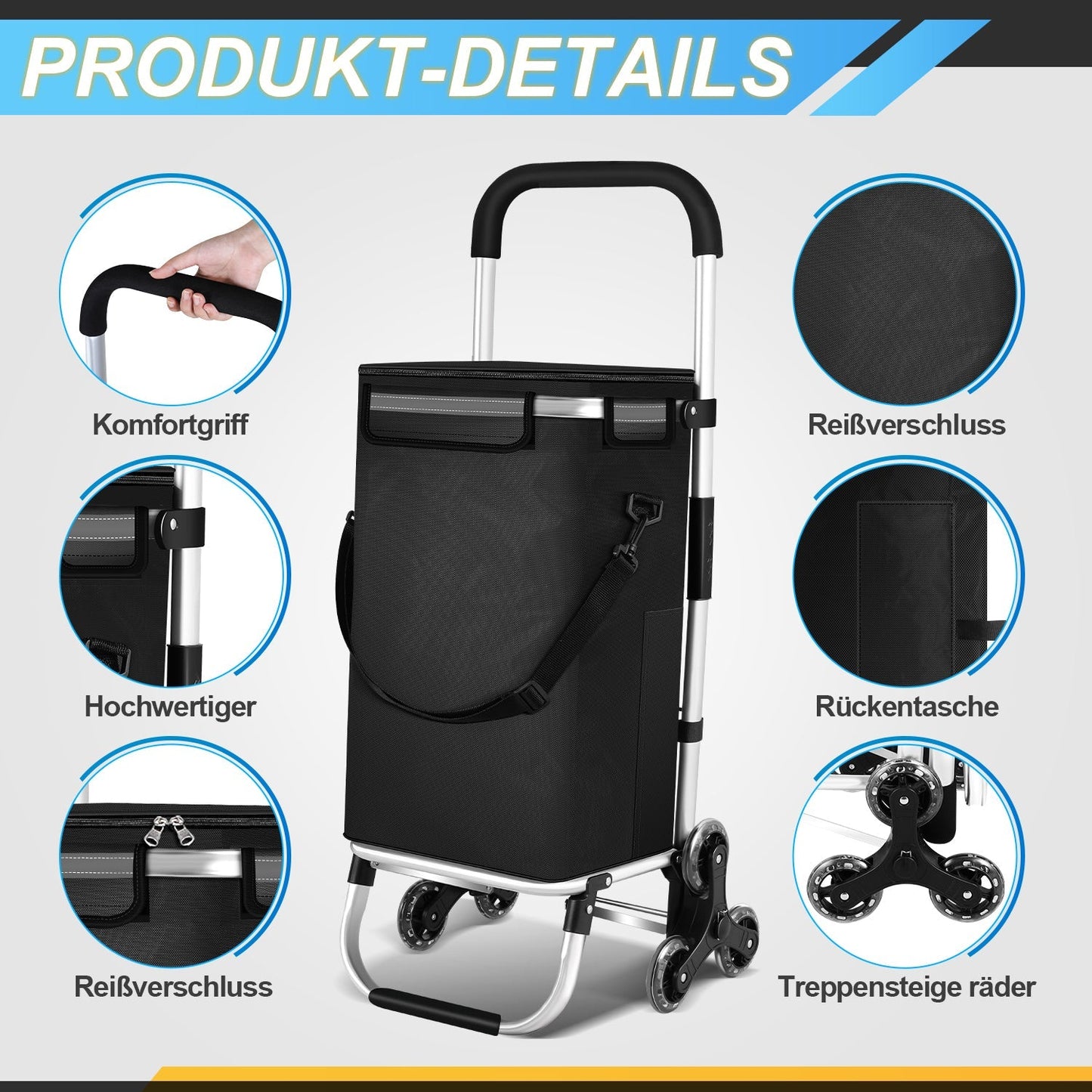 Einkaufstrolley Einkaufsroller Klappbar 40L | Brehn