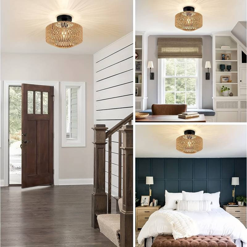 Brehn | WovenCap Deckenleuchte - Boho Chic - Rustikale Eleganz - Moderne Vielseitigkeit