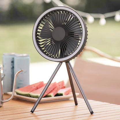 Wiederaufladbarer 10.000mAh Camping Ventilator mit LED-Beleuchtung und Powerbank | Brehn