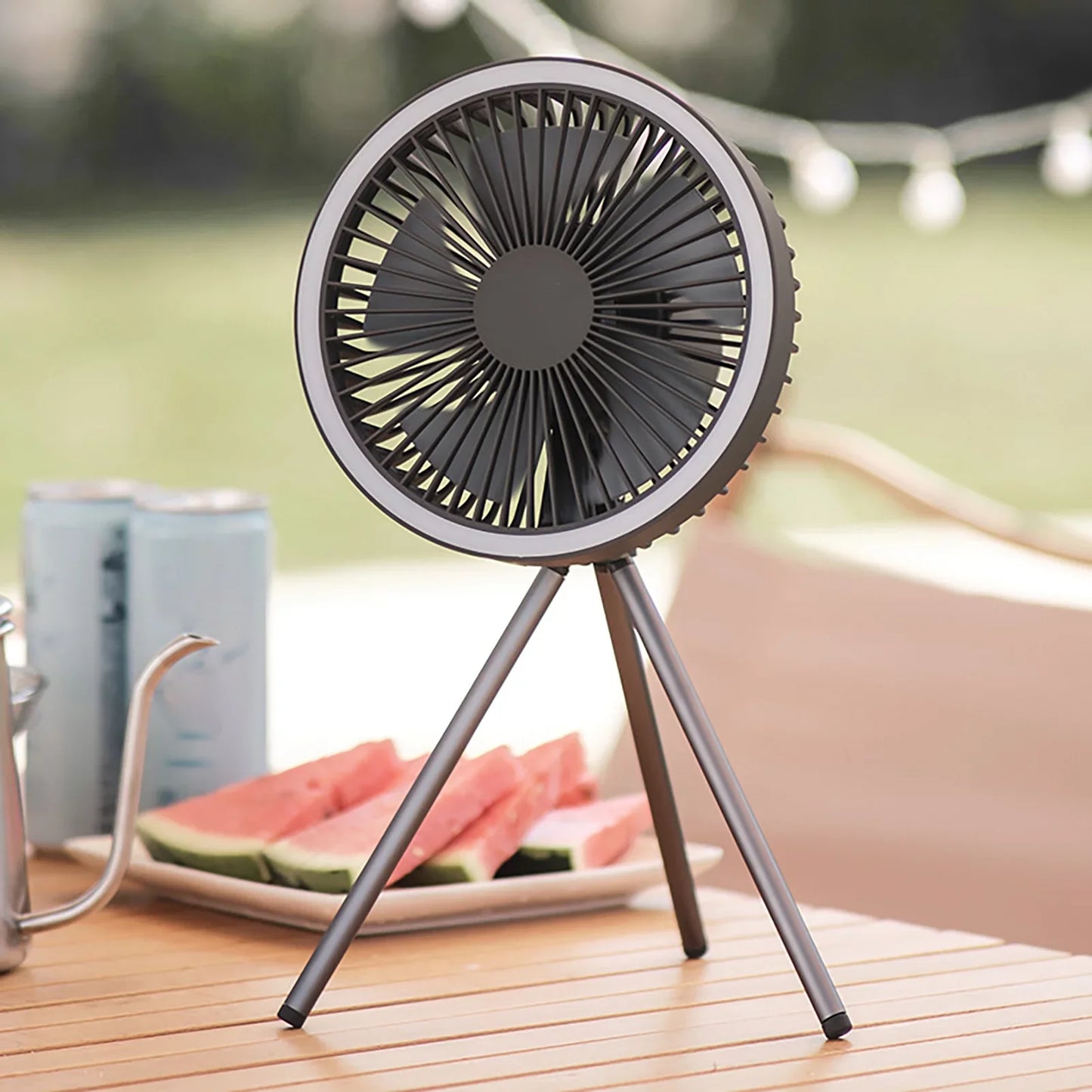 Wiederaufladbarer 10.000mAh Camping Ventilator mit LED-Beleuchtung und Powerbank | Brehn