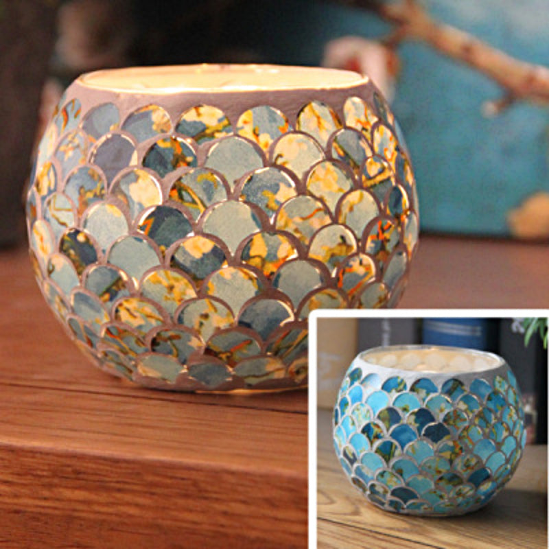 Europäischer Retro Glas Mosaik Teelichthalter