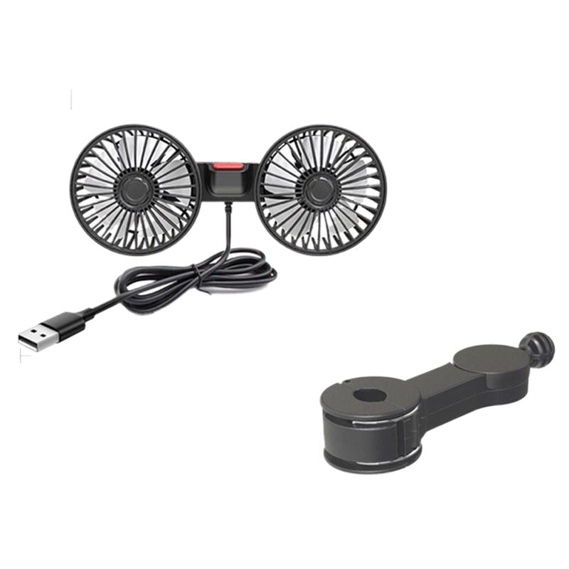 Dual Head USB Auto Ventilator mit 360° Rotation für 12V/24V Fahrzeuge | Brehn