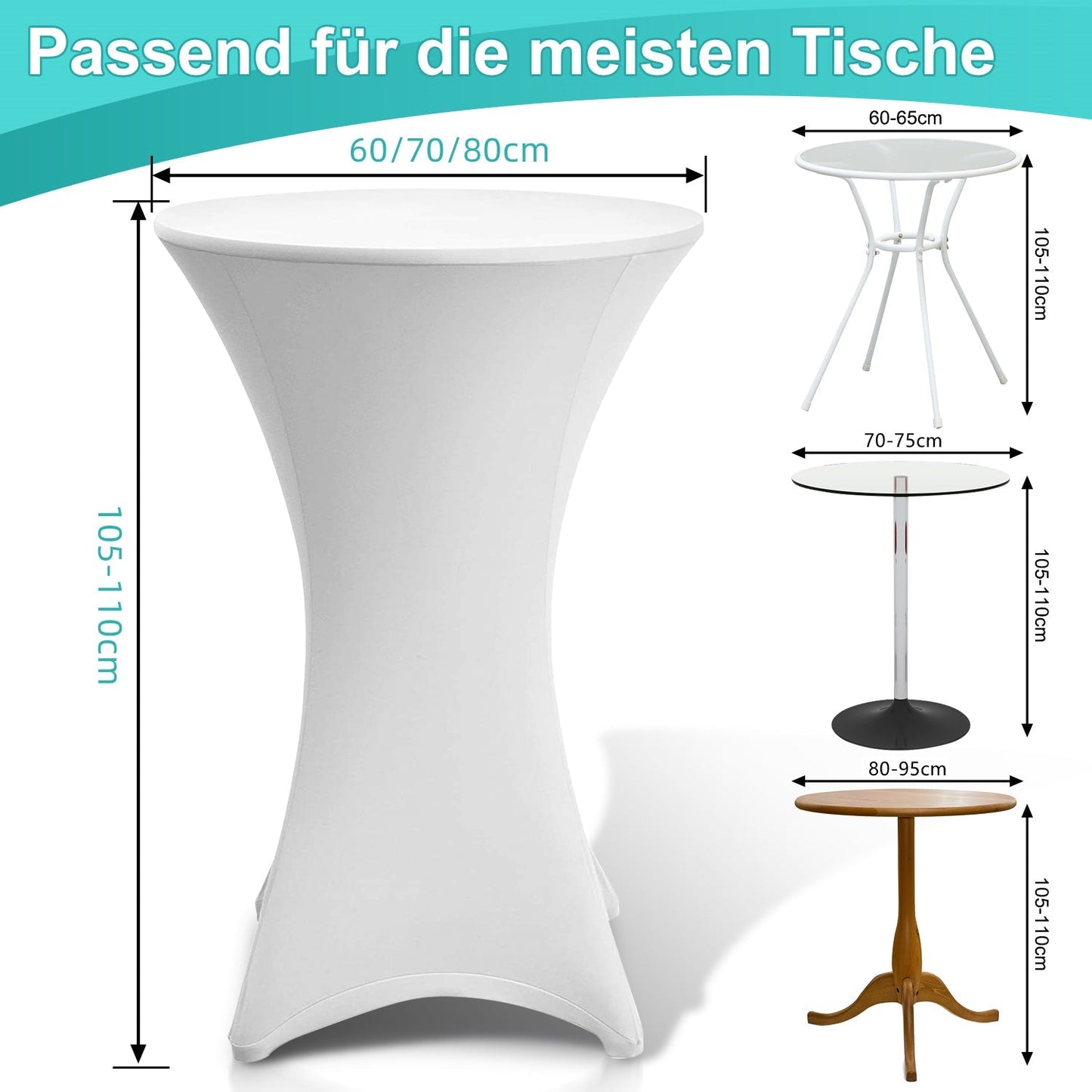 Stehtischhusse Stretch Rund Stehtisch Husse Weiß | Brehn