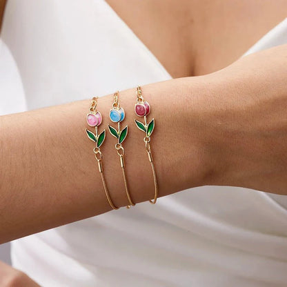 Brehn | Feminine Floral Tulpe Armband und Halskette Set
