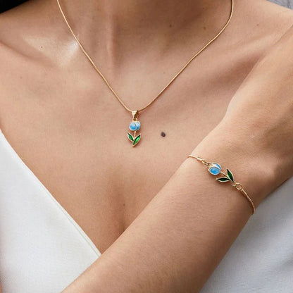 Brehn | Feminine Floral Tulpe Armband und Halskette Set