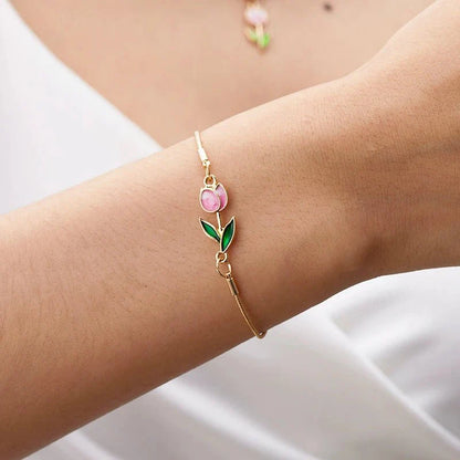 Brehn | Feminine Floral Tulpe Armband und Halskette Set