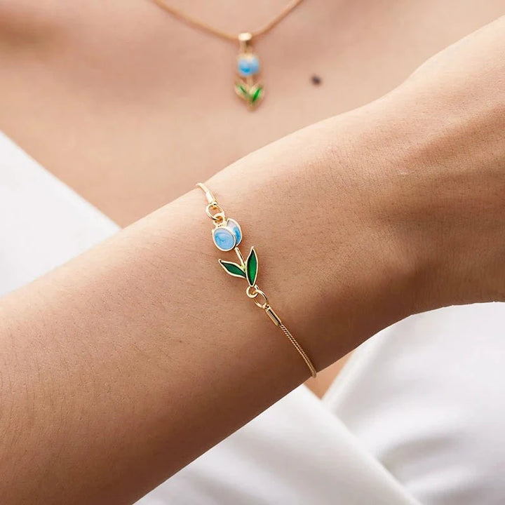 Brehn | Feminine Floral Tulpe Armband und Halskette Set