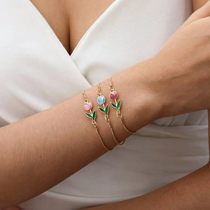 Brehn | Feminine Floral Tulpe Armband und Halskette Set