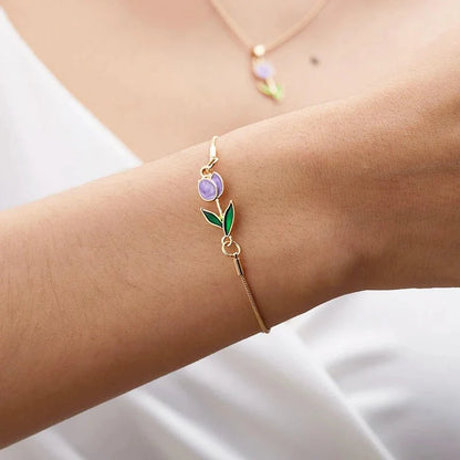 Brehn | Feminine Floral Tulpe Armband und Halskette Set