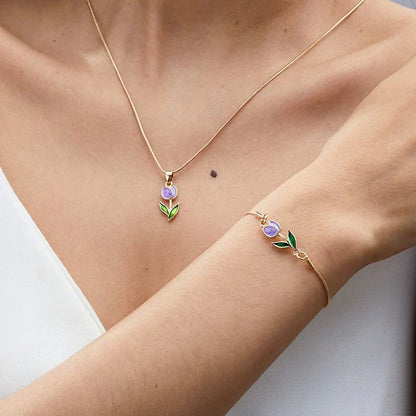 Brehn | Feminine Floral Tulpe Armband und Halskette Set