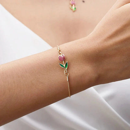 Brehn | Feminine Floral Tulpe Armband und Halskette Set