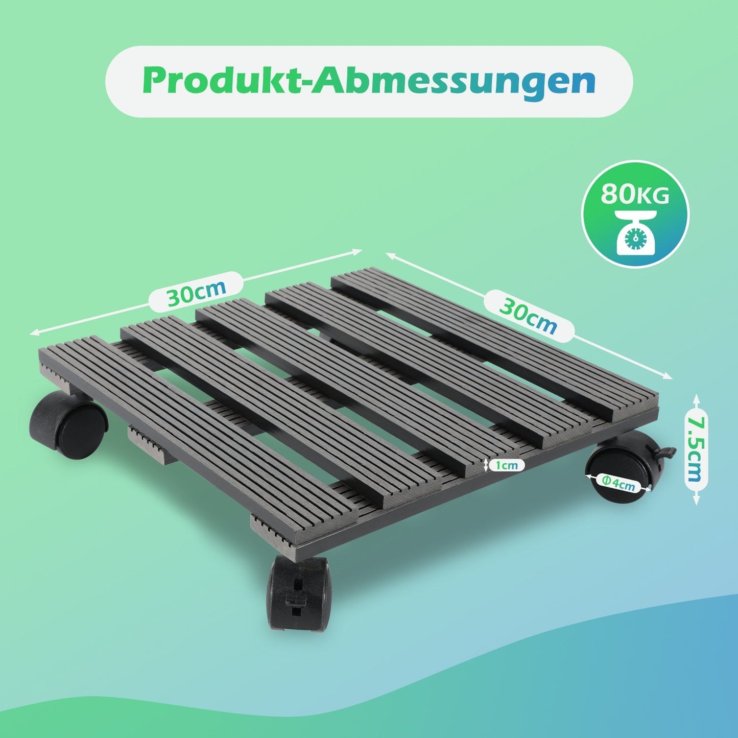 WPC Pflanzenroller Eckig mit Rollen Tragkraft 80 kg | Brehn