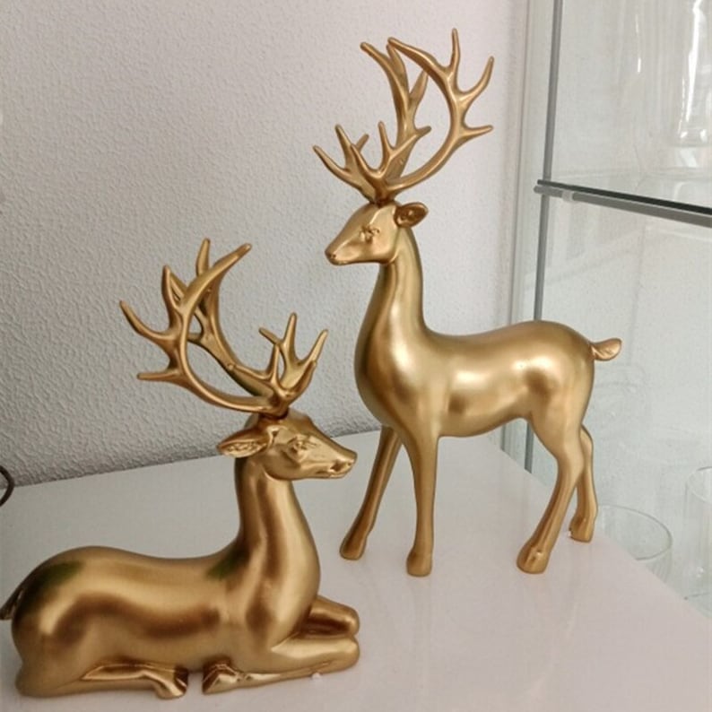 Goldenes Hirschpaar-Figuren
