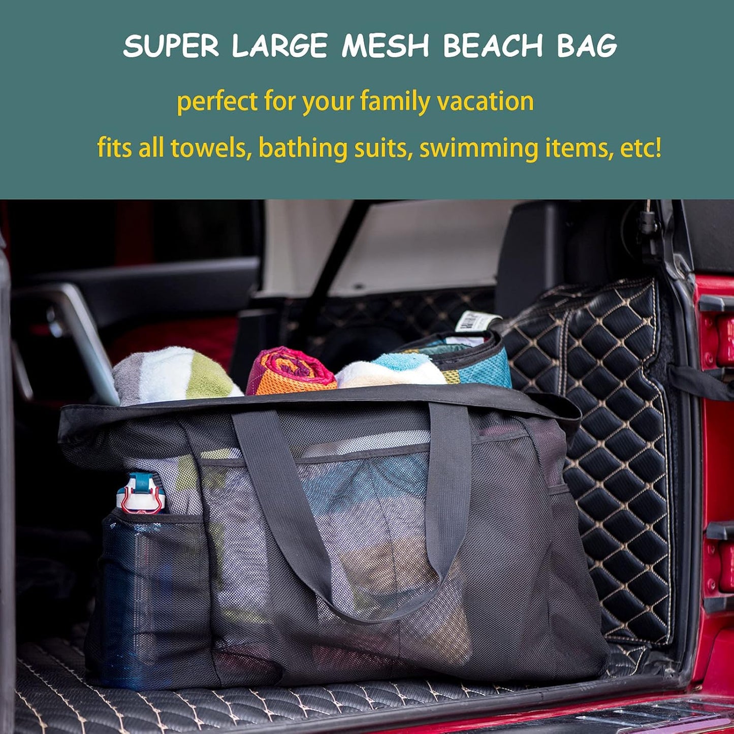 Extra-Große Mesh Strandtasche mit Reißverschluss – Sanddichter Tragetasche | Brehn