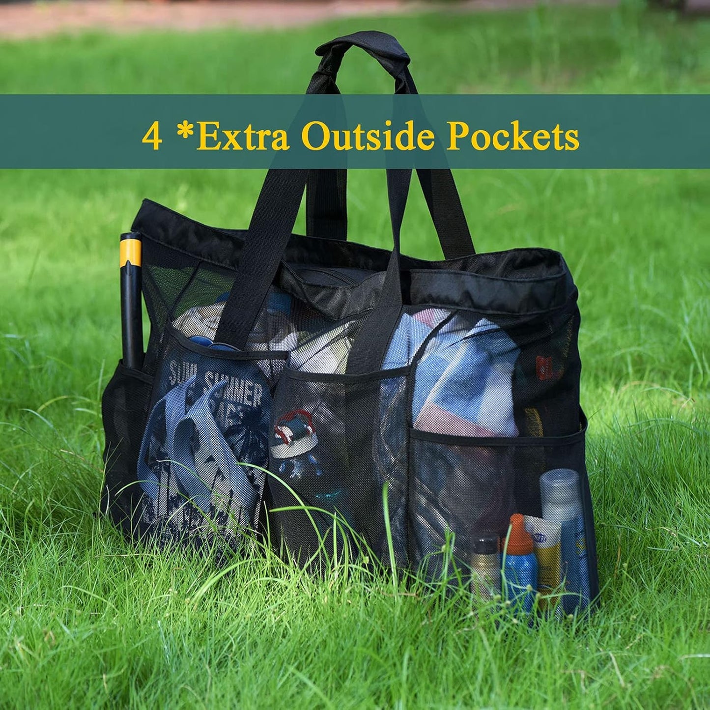 Extra-Große Mesh Strandtasche mit Reißverschluss – Sanddichter Tragetasche | Brehn