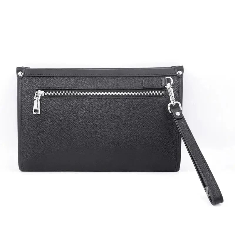 Herren Echtleder Business-Clutch mit Fingerabdruckschloss – Schwarz | Brehn