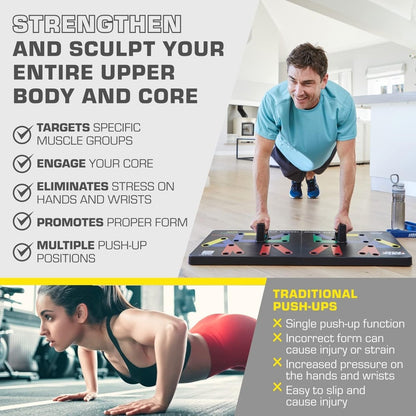 Flexifit Faltbares Liegestütz-Trainingsbrett – Über 30 farbcodierte Positionen – Ganzkörper-Krafttraining – Brust-, Arm- und Schultertraining
