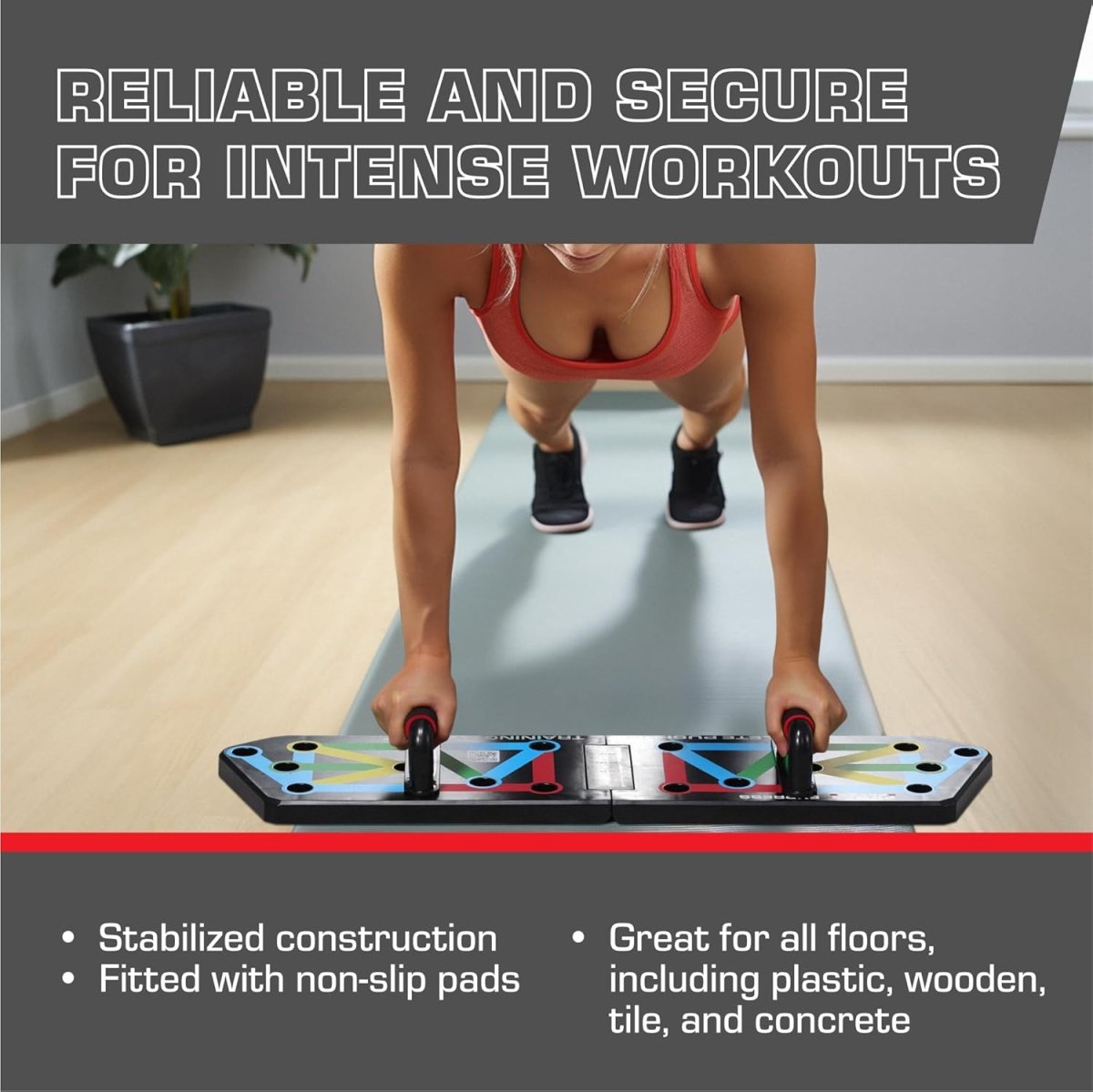 Flexifit Faltbares Liegestütz-Trainingsbrett – Über 30 farbcodierte Positionen – Ganzkörper-Krafttraining – Brust-, Arm- und Schultertraining
