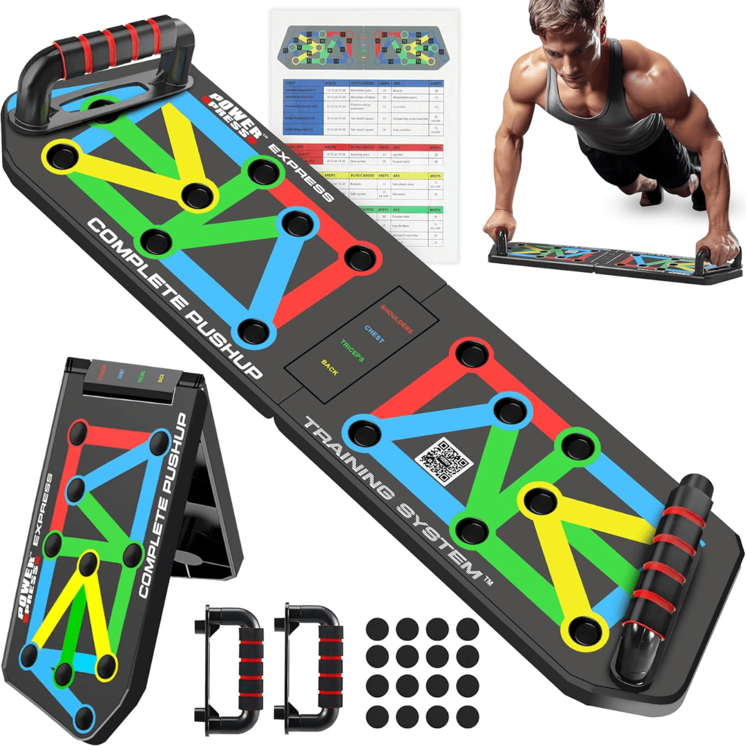 Flexifit Faltbares Liegestütz-Trainingsbrett – Über 30 farbcodierte Positionen – Ganzkörper-Krafttraining – Brust-, Arm- und Schultertraining