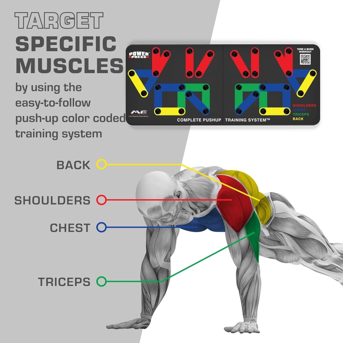 Flexifit Faltbares Liegestütz-Trainingsbrett – Über 30 farbcodierte Positionen – Ganzkörper-Krafttraining – Brust-, Arm- und Schultertraining