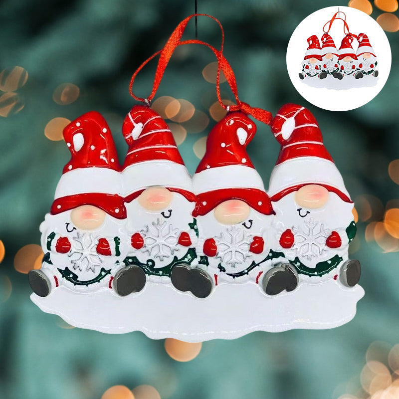 Brehn | 4 Namen-Anpassbare Familien-Weihnachts Weihnachtsbaumdekoration Ornament mit Namen-Zwerge Familie