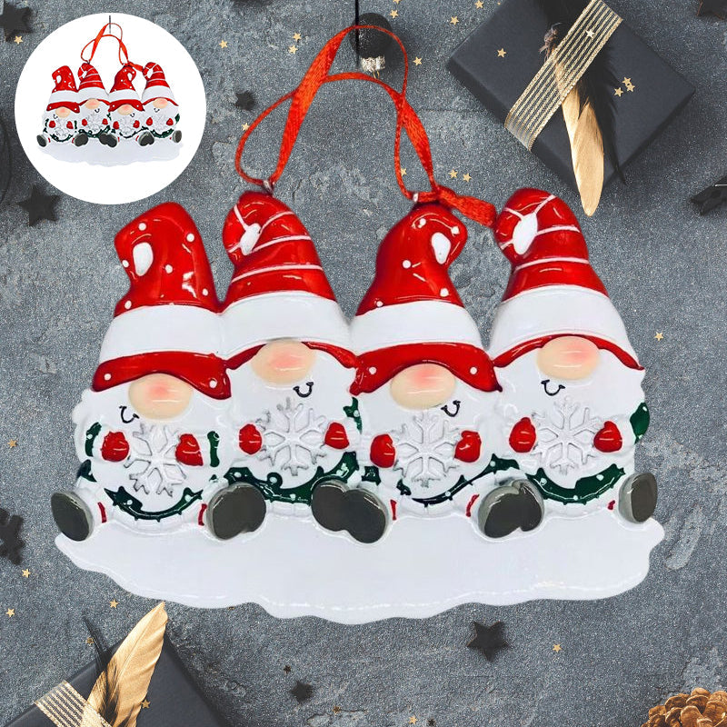 Brehn | 4 Namen-Anpassbare Familien-Weihnachts Weihnachtsbaumdekoration Ornament mit Namen-Zwerge Familie