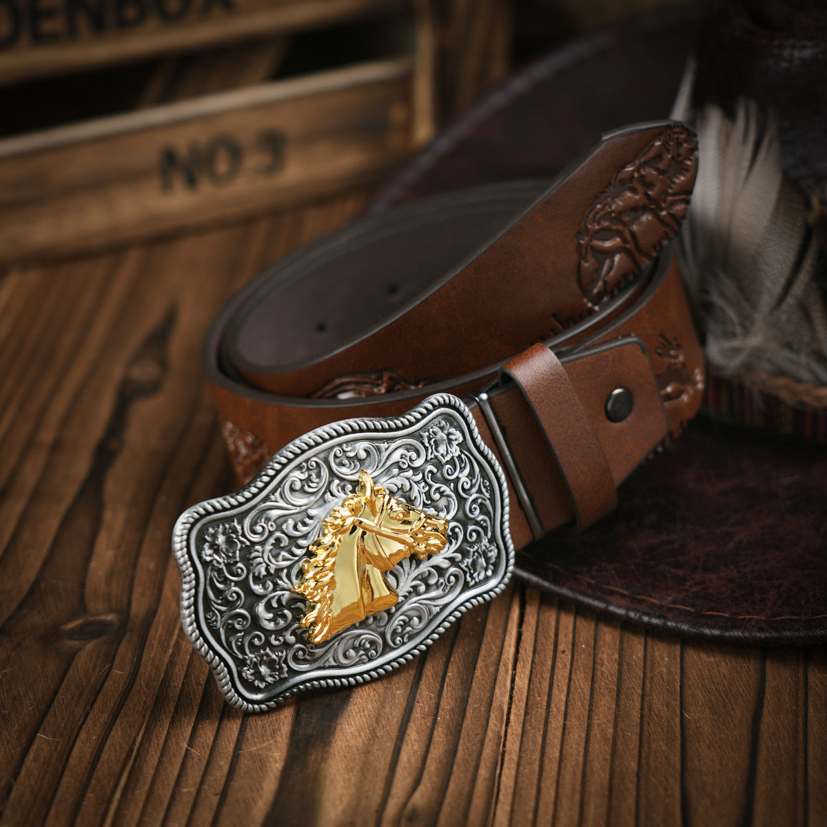 Brehn | Herren-Gürtel im Western-Stil – Veganes Leder mit robuster Metallschnalle