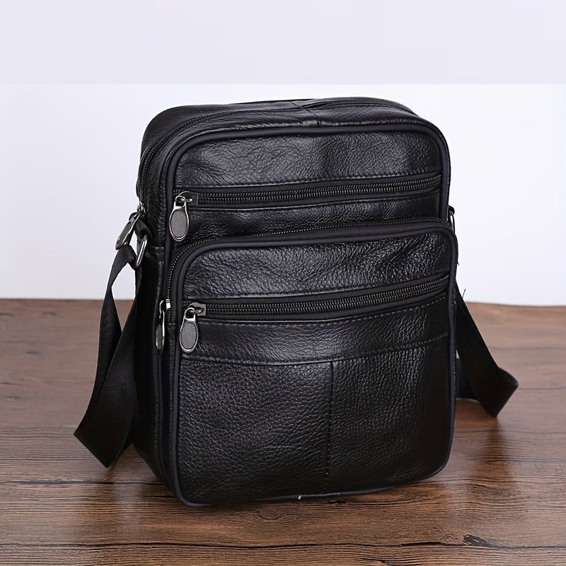 Leder Herren Schultertasche – Geräumige Rindsledertasche mit verstellbarem Schulterriemen | Brehn