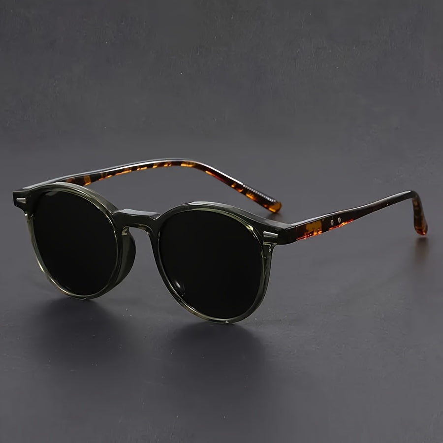 Brehn | Herren-Sonnenbrille „RetroView“ – Runde Brille in Schildpattoptik mit leichtem Rahmen