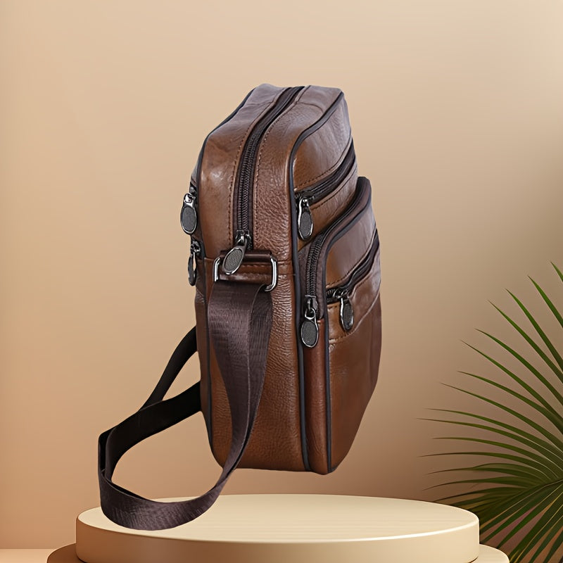 Leder Herren Schultertasche – Geräumige Rindsledertasche mit verstellbarem Schulterriemen | Brehn