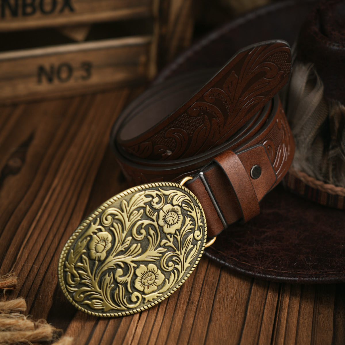 Brehn | Herren-Gürtel im Western-Stil – Veganes Leder mit robuster Metallschnalle