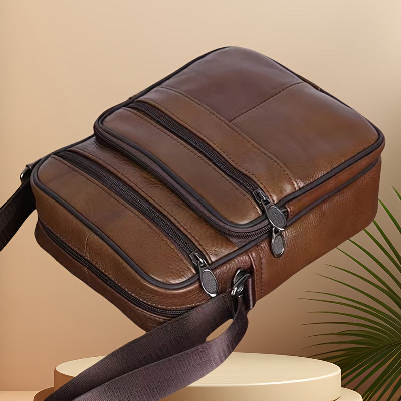 Leder Herren Schultertasche – Geräumige Rindsledertasche mit verstellbarem Schulterriemen | Brehn