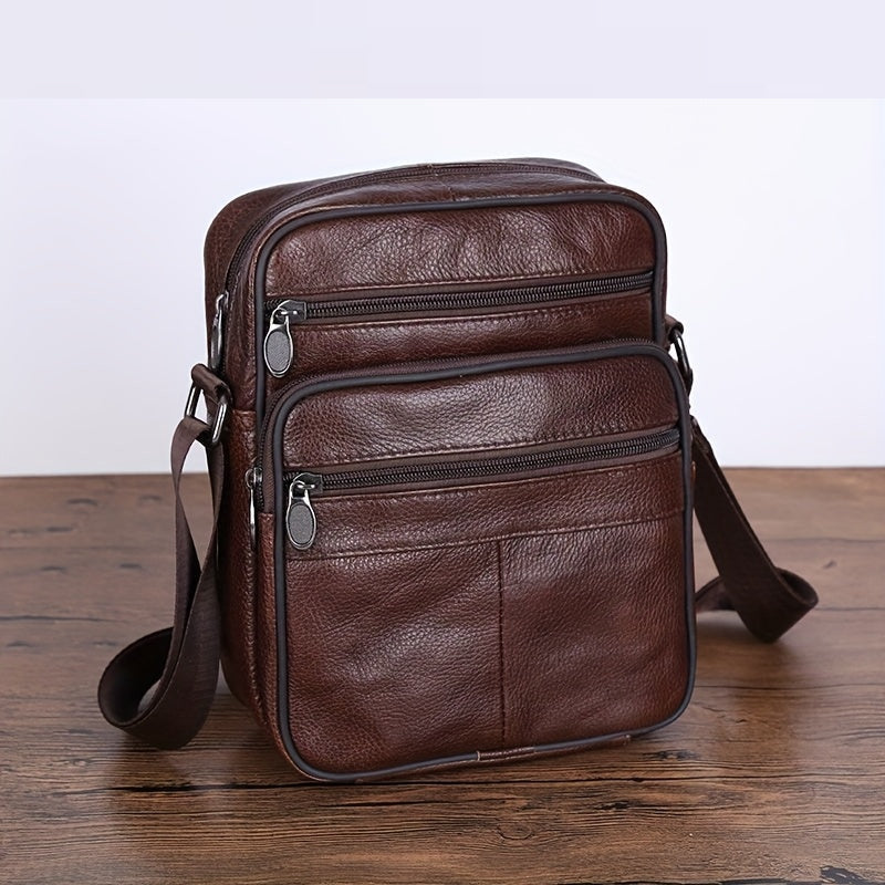 Leder Herren Schultertasche – Geräumige Rindsledertasche mit verstellbarem Schulterriemen | Brehn